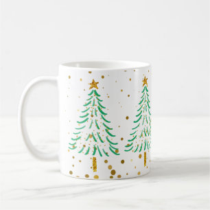 Cute Gold Glitter Confetti Christmas Trees Holiday Coffee Mug
