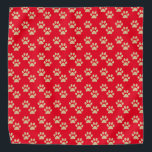 Cute Gold Glitter Paw Prints Red Pet Bandana<br><div class="desc">This adorable bandanna for pets features a cute faux gold glitter paw print pattern on a red background. Makes an excellent Christmas or Holiday gift for your pet!</div>