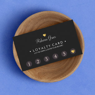 Cute Gold Heart 6 Punch Customer Loyalty Card