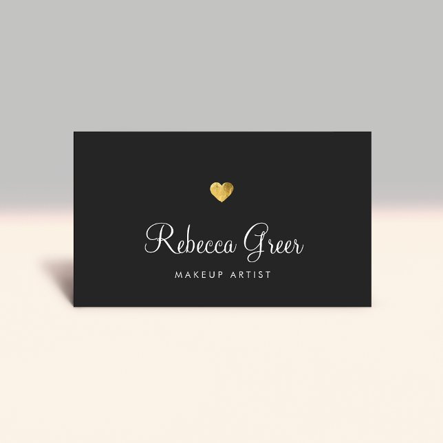 Cute Gold Heart Black Beauty Consultant Business Card (Creator Uploaded)