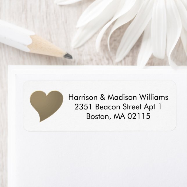 Cute gold heart custom Return Address Label (Insitu)