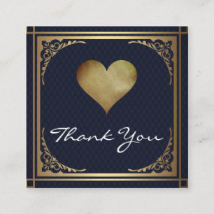 Cute Gold Hearts Thank You   Gold Ornate Border Discount Card