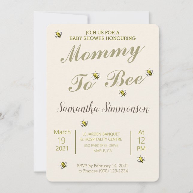 Cute Gold Mum To Bee Baby Shower  Invitation (Front)
