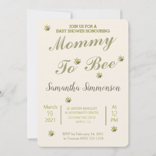 Cute Gold Mum To Bee Baby Shower  Invitation