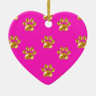 Cute gold paws ceramic ornament