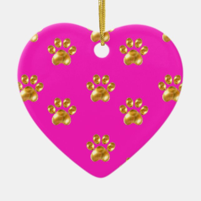 Cute gold paws ceramic ornament (Front)