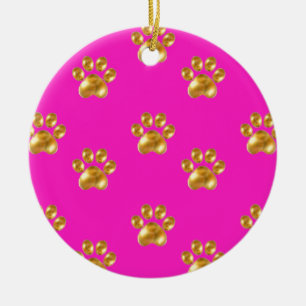 Cute gold paws ceramic tree decoration