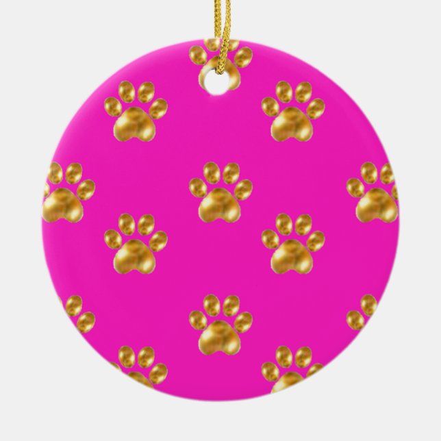 Cute gold paws ceramic tree decoration (Front)