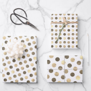Cute Gold Polka Dots Modern & Elegant Christmas Wrapping Paper Sheet