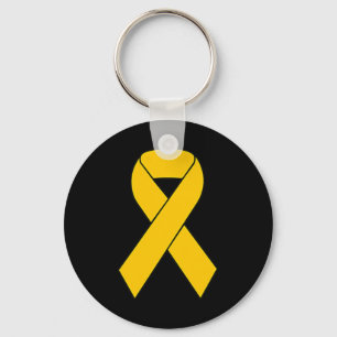 Cute Gold Ribbon Childhood Cancer Awareness Women  Key Ring