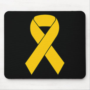 Cute Gold Ribbon Childhood Cancer Awareness Women Mouse Pad