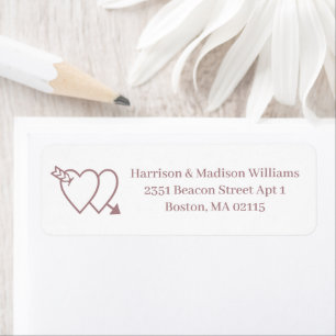 Cute gold rose arrow hearts custom elegant wedding return address label
