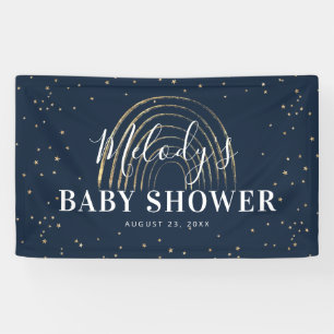 Cute Gold Star & Rainbow Baby Shower Banner