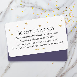 Cute Gold Stars Books For Baby Request Enclosure Card