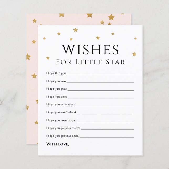 Cute Gold Stars Wish for Baby Advice Card (Front/Back)