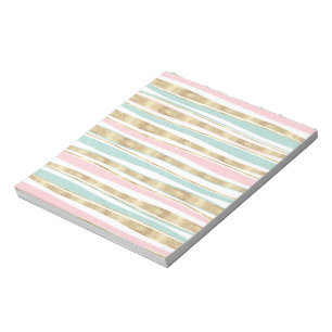 Cute Gold Stripes Doodles Pink Design Notepad