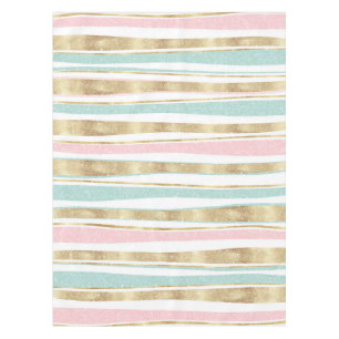 Cute Gold Stripes Doodles Pink Design Tablecloth