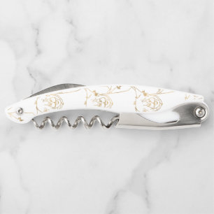 Cute Gold Strokes Llama Animal White Pattern Corkscrew