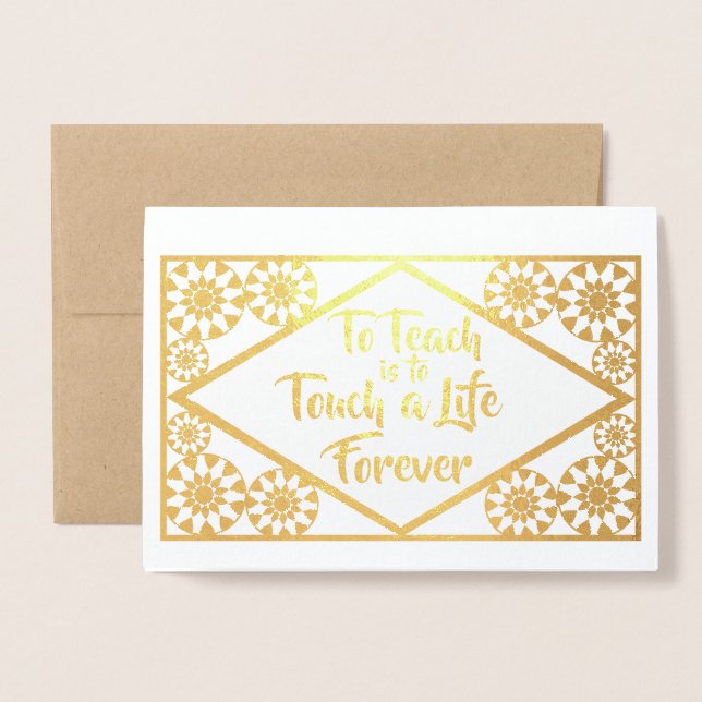 Cute Gold Teacher Appreciation Day Thank You Real Foil Card (Front With Envelope)