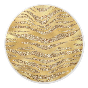 Cute Gold Tiger Skin Print Pattern Animal Lover Ceramic Knob