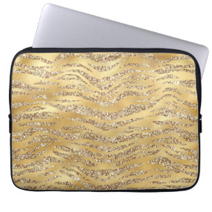 Cute Gold Tiger Skin Print Pattern Animal Lover Laptop Sleeve