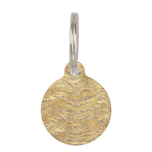 Cute Gold Tiger Skin Print Pattern Animal Lover Pet Tag