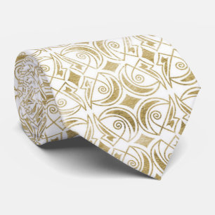 Cute gold white art deco pattern tie