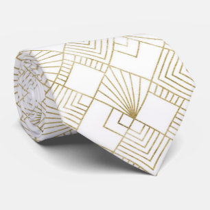 Cute gold white art deco pattern tie