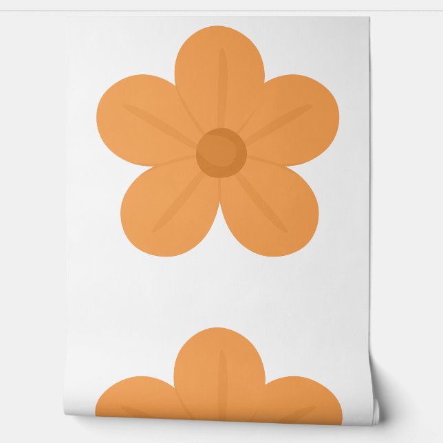 Cute Golden Bloom Floral Pattern Wallpaper (Unrolling)