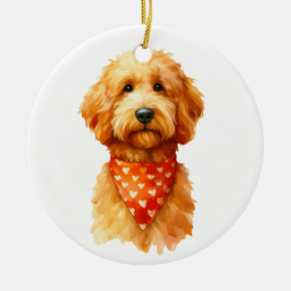 Cute Golden Doodle Dog Ceramic Ornament