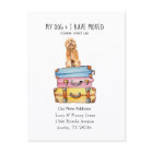 Cute Golden Doodle dog moving announcement