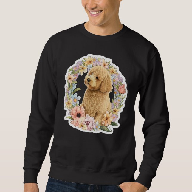 Cute Golden Doodle Flower summer Floral Goldendood Sweatshirt (Front)