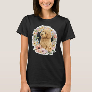 Cute Golden Doodle Flower summer Floral Goldendood T-Shirt