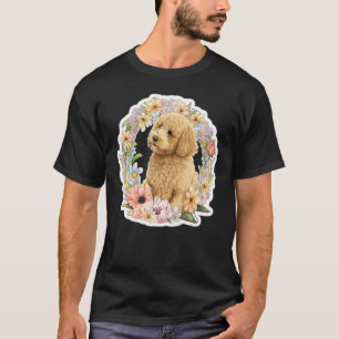 Cute Golden Doodle Flower summer Floral Goldendood T-Shirt