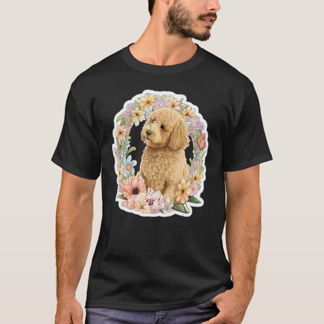 Cute Golden Doodle Flower summer Floral Goldendood T-Shirt (Front)
