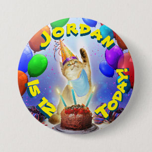 Cute Golden Festive Birthday Kitty 7.5 Cm Round Badge