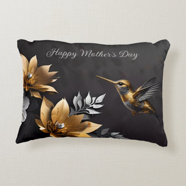 Cute Golden Hummingbird  Decorative Cushion (Back)