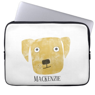 Cute Golden Labrador Retriever Dog Custom Name Laptop Sleeve