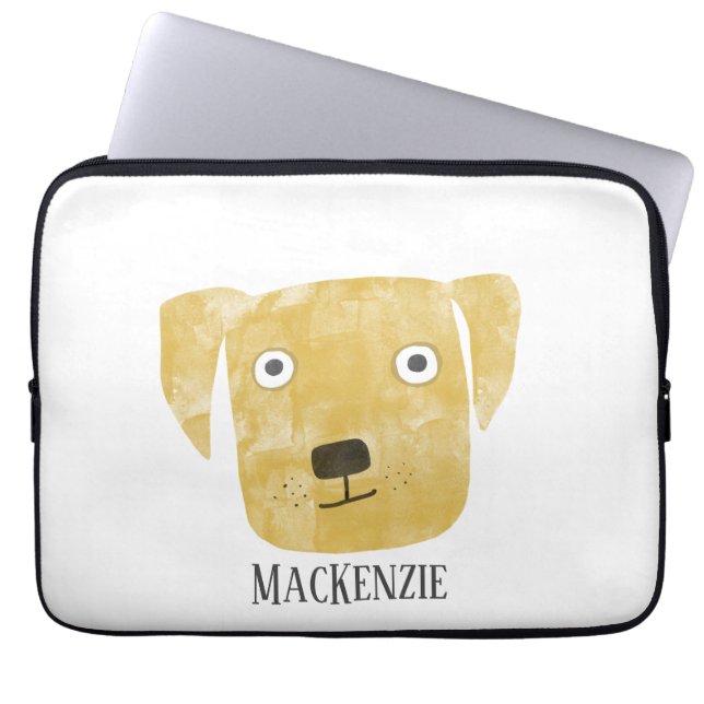 Cute Golden Labrador Retriever Dog Custom Name  Laptop Sleeve (Front)