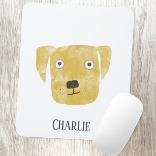 Cute Golden Labrador Retriever Dog Custom Name Mouse Pad