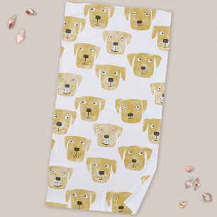 Cute Golden Labrador Retriever Dog Pattern Beach Towel