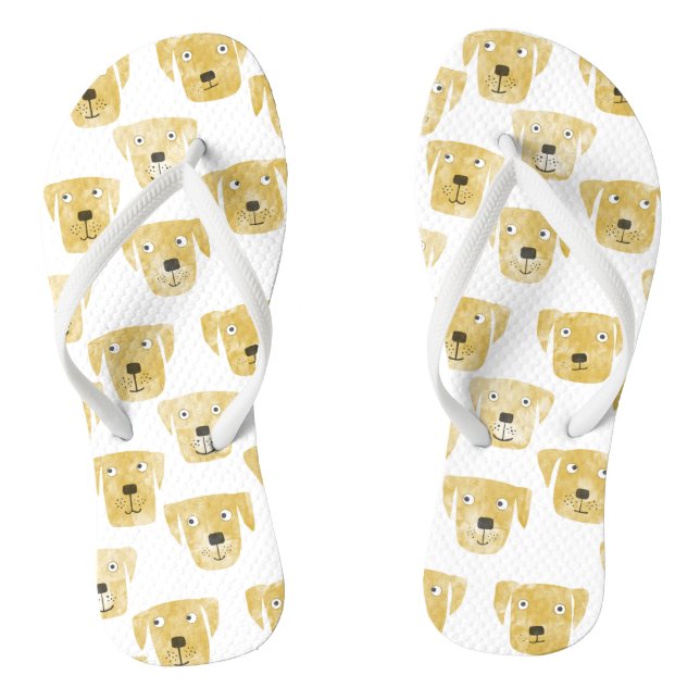 Cute Golden Labrador Retriever Dog Pattern Thongs (Footbed)
