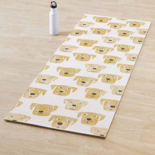 Cute Golden Labrador Retriever Dog Watercolor Yoga Mat (In Situ)