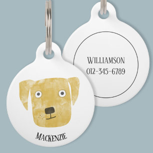 Cute Golden Labrador Retriever Personalised Pet Tag