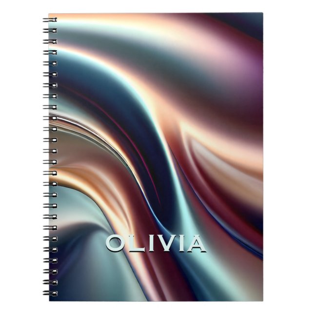Cute golden metalic satin marbling monogram  notebook (Front)