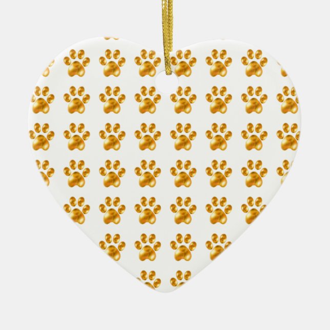 Cute Golden Paws Ceramic Tree Decoration (Front)