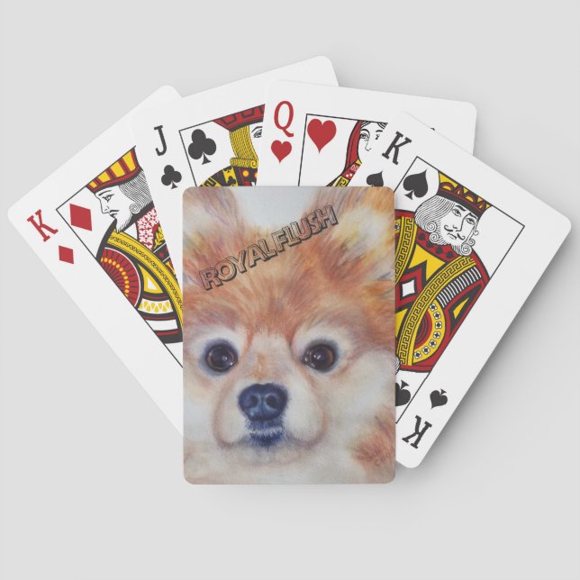 CUTE GOLDEN POMERANIAN PLAYING CARDS (Back)