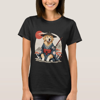 Cute Golden Retriever as Samurai vintages Japanese T-Shirt
