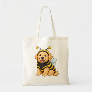 Cute golden retriever bee costume tote bag