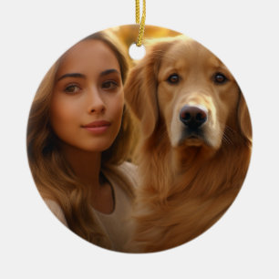 Cute golden retriever Best Dog Mum Ever Ceramic Ornament